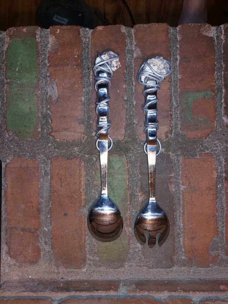 Vintage Capco Stainless Steel seashell Salad Serving Spoon Fork Set