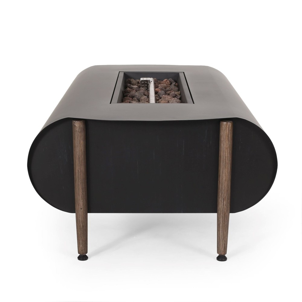 Romar Outdoor 50,000 BTU Rectangular Fire Pit (No Tank Holder), Dark Gray