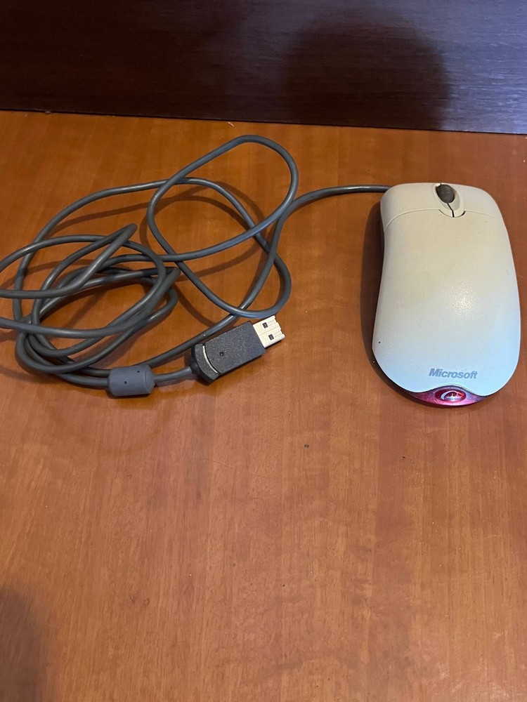 Vintage Microsoft USB Computer Mouse White Functional