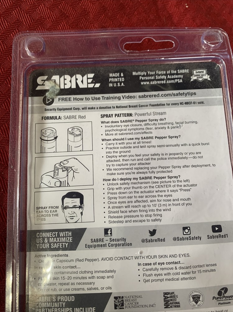 Sabre Pepper Spray With Quick Release Key Ring