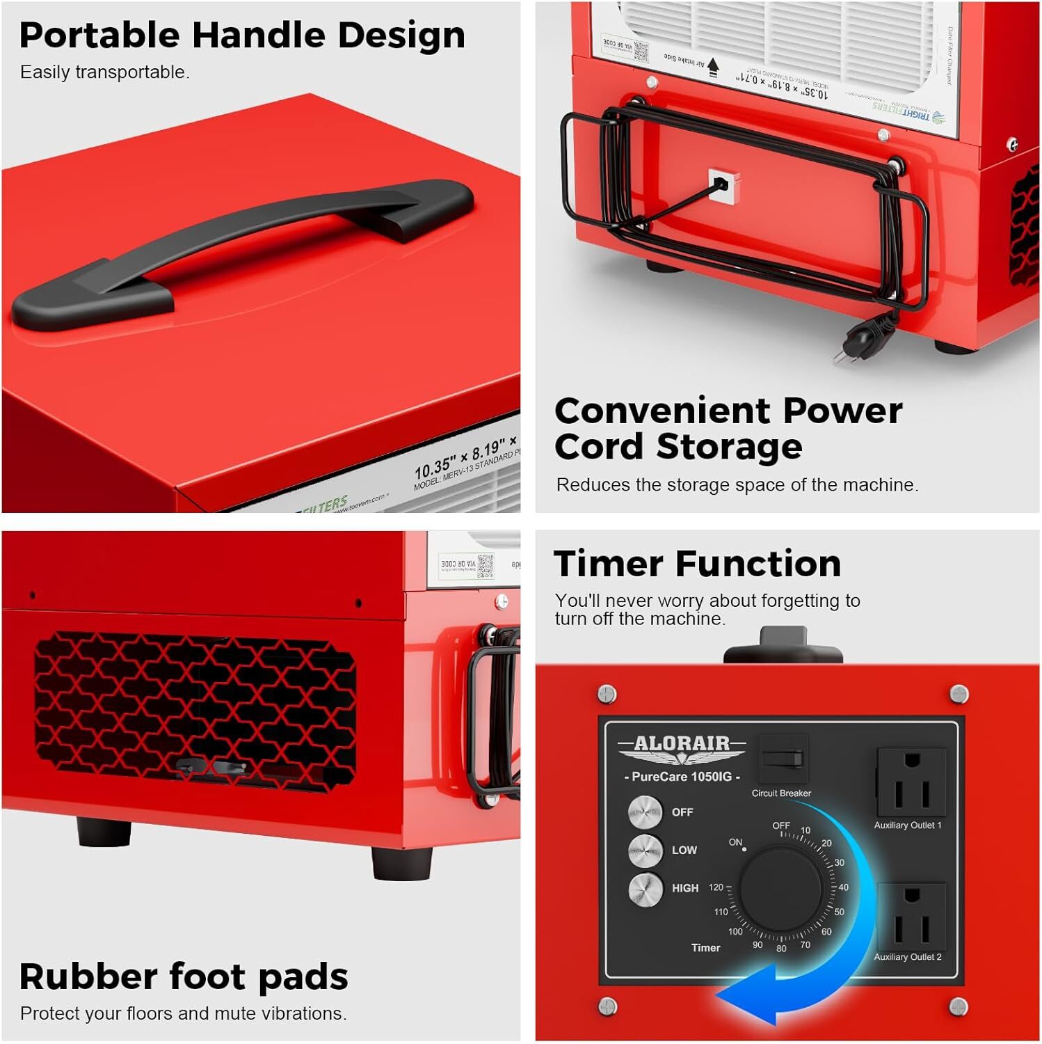 ALORAIR PureCare 1050IG Air Filtr Systems Ionizer Tabletop Dust Collector Timer