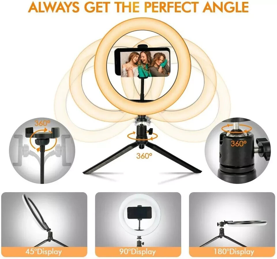 10.2" Ring Light with Stand & Phone Holder and Remote Control, Dimmable LED Ring