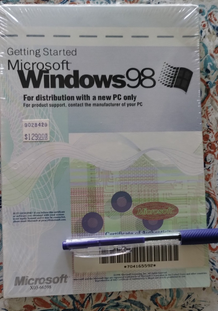 MICROSOFT WINDOWS 98 FULL ENGLISH VERSION OPERATING SYSTEM Sealed