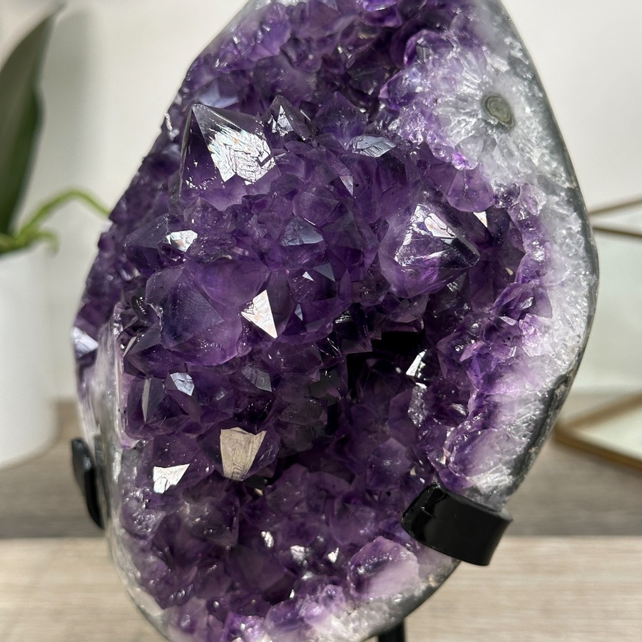 Amethyst Crystal Cluster Geode with Quartz Shell. MWS2636