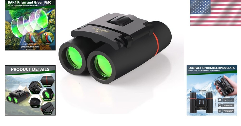 8x21 High-Powered Binoculars for Adults & Kids - Lightweight & Compact