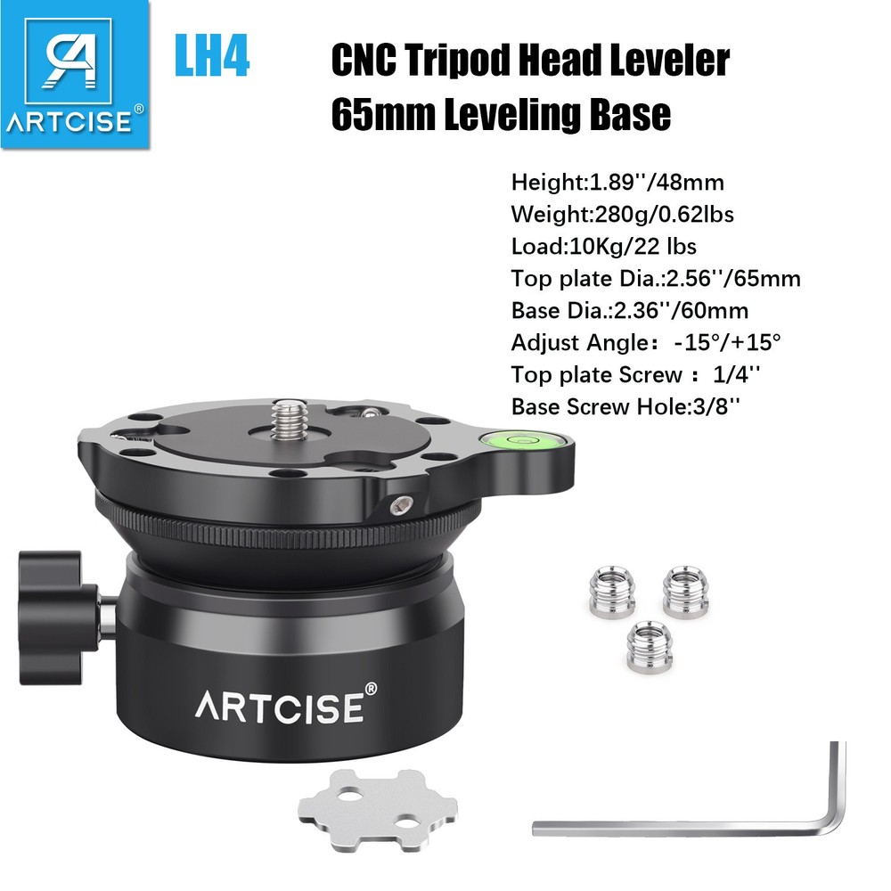 Tripod Leveling Base (⌀65mm Top Plate ) Camera Leveler Adjusting Tripod Head