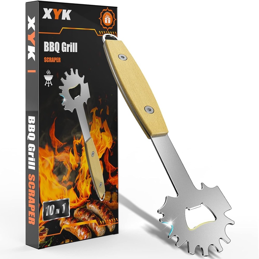 BBQ Grill Scraper, Stocking Stuffers for Men, Bristlefree Safe BBQ Scraper Fi...
