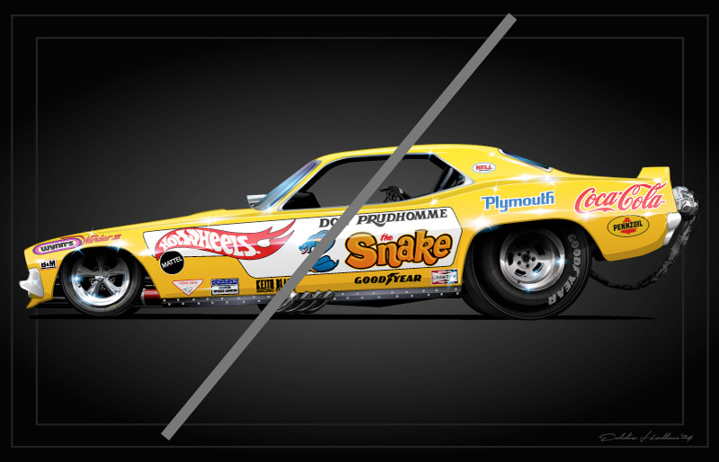 Don the Snake Prudhomme Snake I Barracuda Funny Car 28X18" Poster FC028