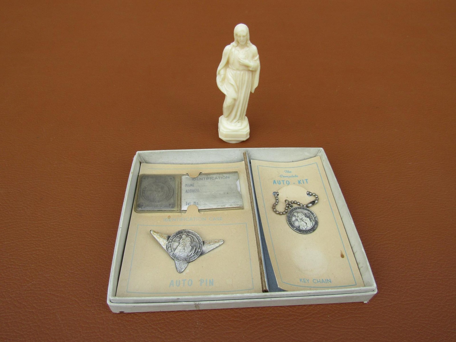 Vintage Orig NOS Dashboard Jesus & St. Christopher ID Auto Kit Chevy Ford Mopar