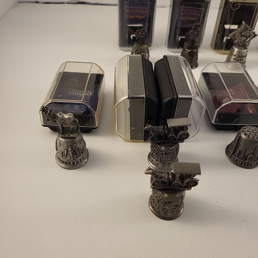 13 Pewter Thimbles Cities And States