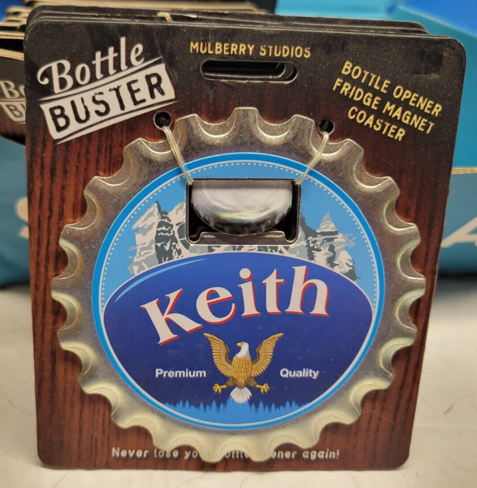 KEITH PERSONALIZED MULTI GADGET BOTTLE OPENER MAGNET COASTER NEW - U