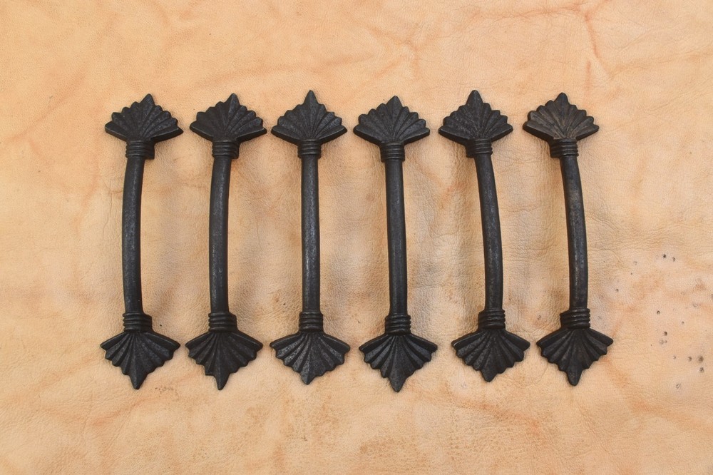 Vintage style door gate handle cast iron Kitchen Cabinet Drawer pull 6 pcs