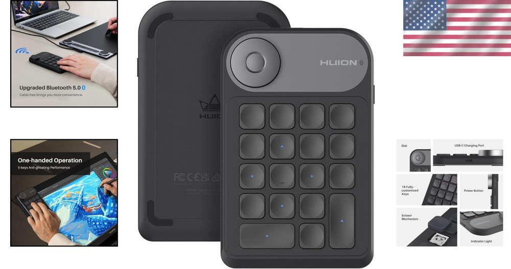 Portable Mini Bluetooth Keypad with 18 Customizable Keys - Perfect for Artists