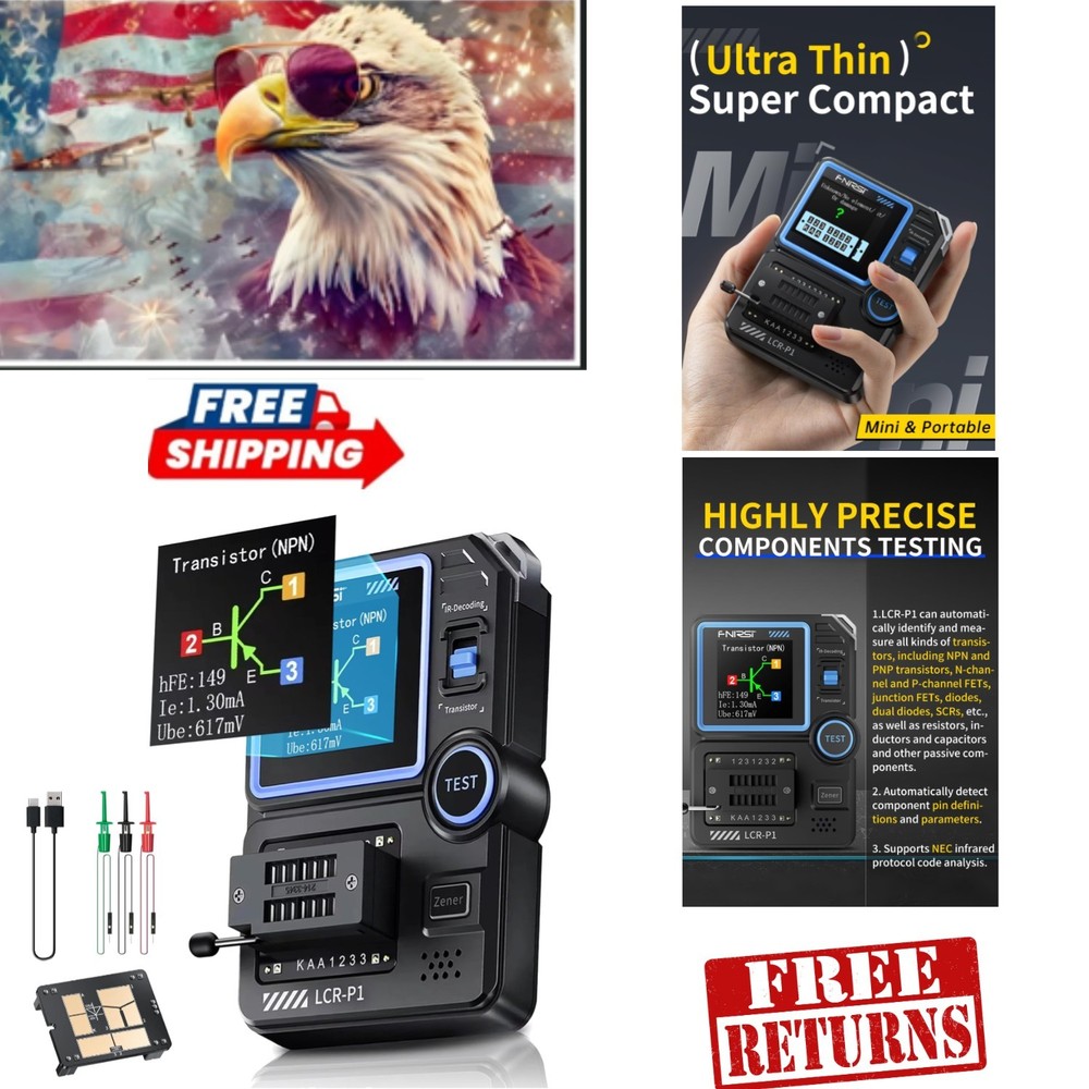 Battery Powered LCR Meter - Portable Transistor Tester with One Button Operation