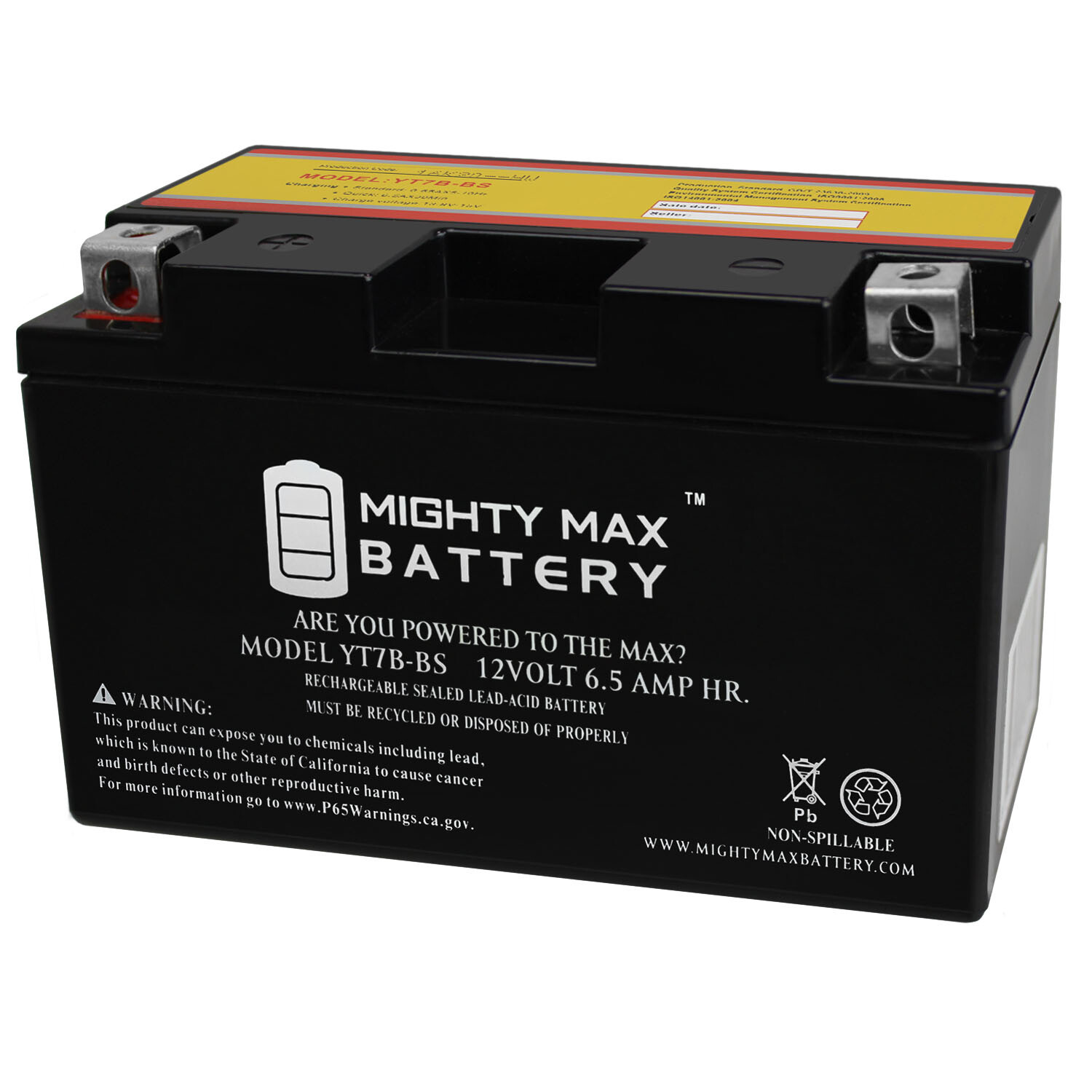Mighty Max YT7B-BS 12V 6.5AH Replacement Battery for Suzuki DRZ400SM 2007