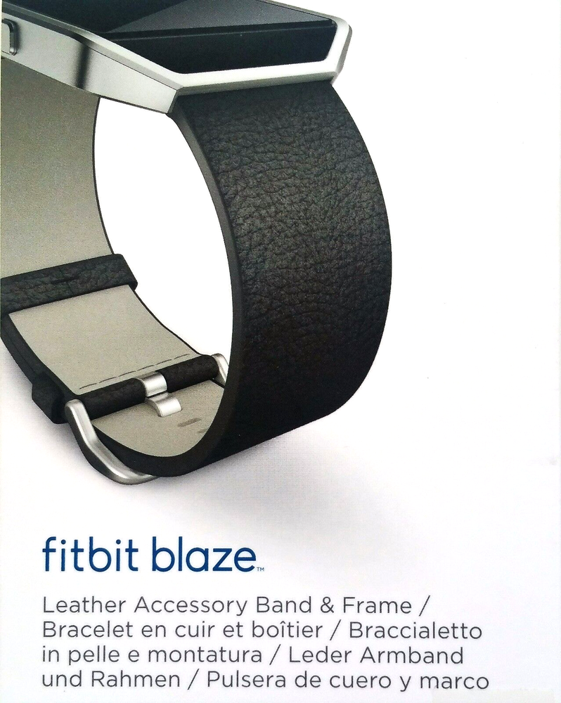 Fitbit Blaze Accessory replacement Leather Wrist Band & Frame Small Black OEM