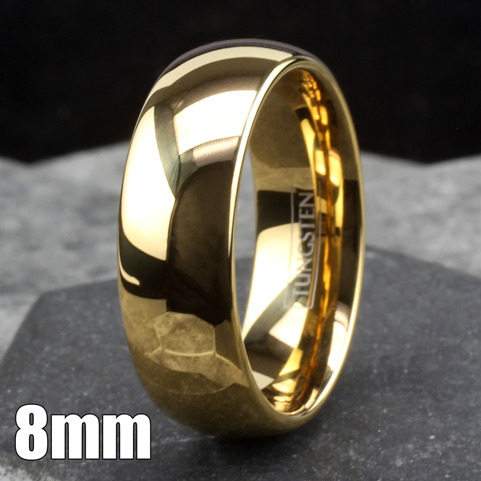 Tungsten Carbide 14K Gold Plated Polished Plain Wedding Band Ring Comfort Fit