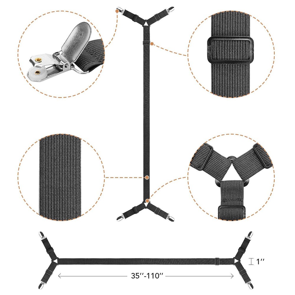 2 Pcs Bed Sheet Holder Straps Adjustable Bed Sheet Fasteners Elastic Bands