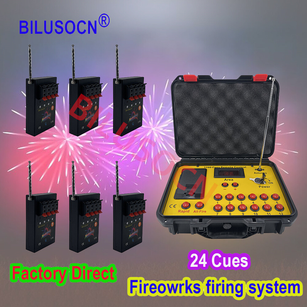 24 Cues Fireworks Firing System,500M 1200 Cues Wireless Control Ship From USA