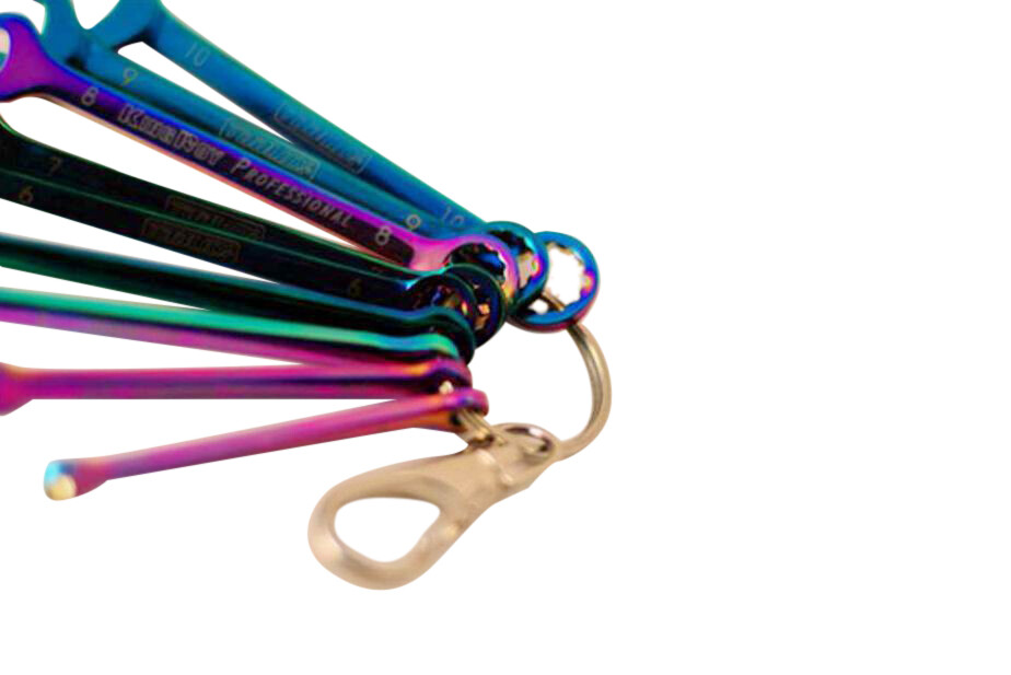 4-10mm 9pc Miniature Mini Combination Ring Open Spanner Set Rainbow Color