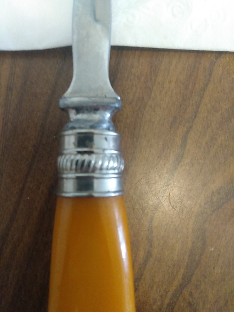 Old Butterscotch Serving Fork 1930s Bakelite Handle