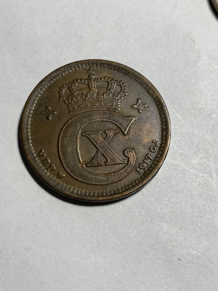1917 Denmark 5 Ore, coin circulated