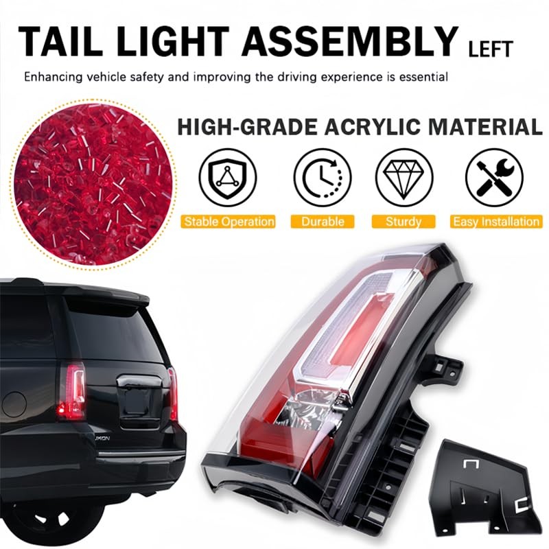 Left Driver Side LED Tail Light Assembly for 2015 2016 2017 2018 2019 2020 GMC