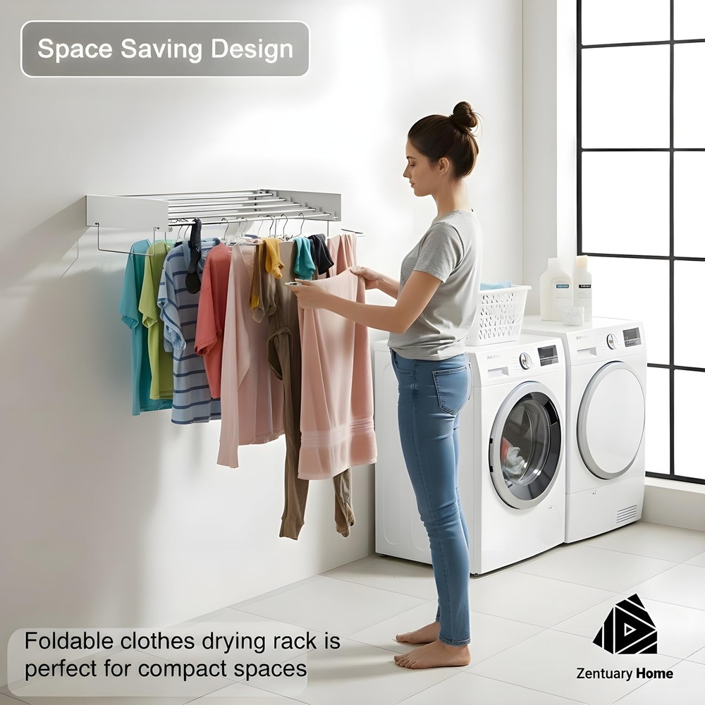 Wall Mounted Clothes Drying Rack Space-Saving Laundry Dryer for Clothing