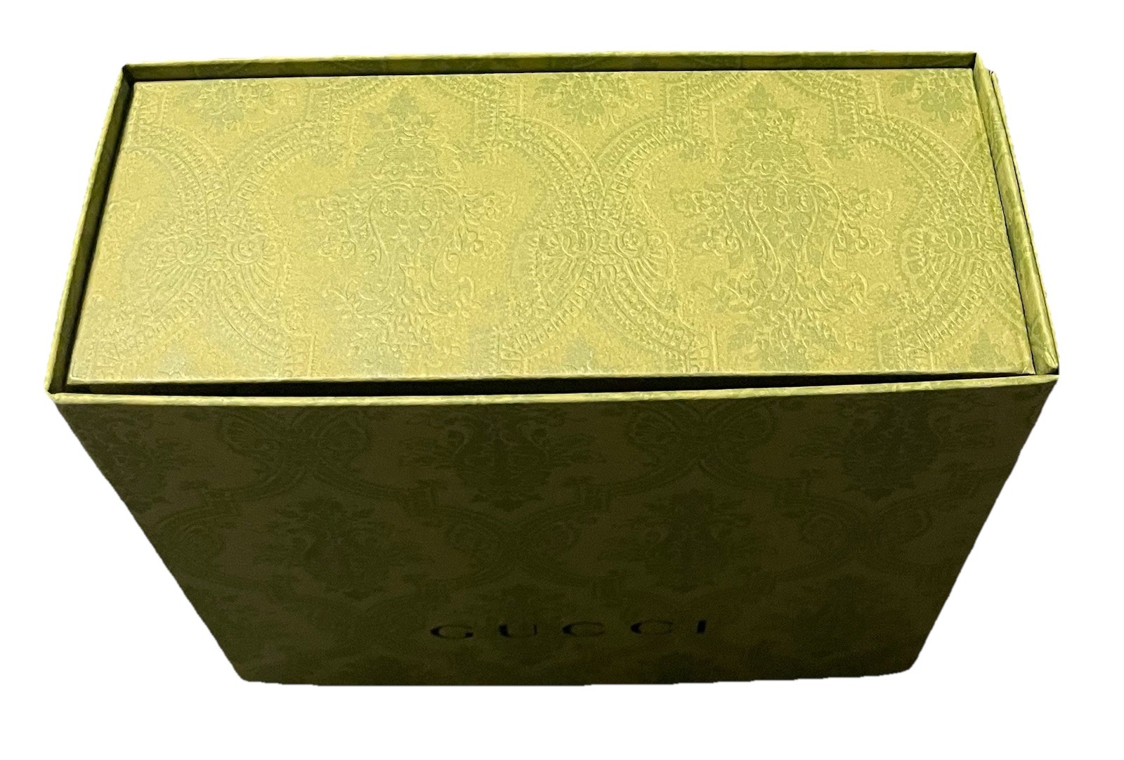 AUTHENTIC GUCCI - Green Brocade Magnetic Flap Gift Box - Used - 7.5 x 7.5 x 3"