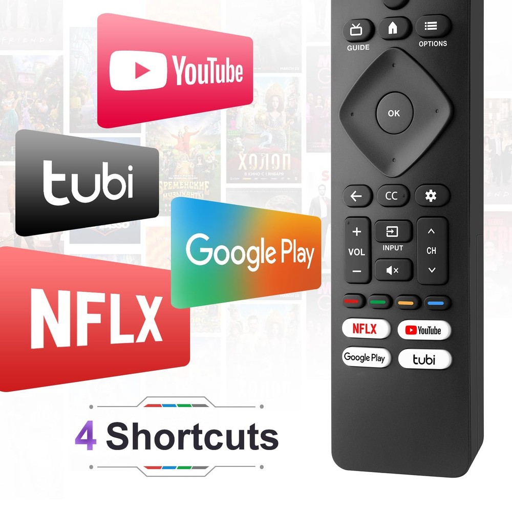 Replacement for Philips-Smart-TV-Remote-Control, Philips TV, Black