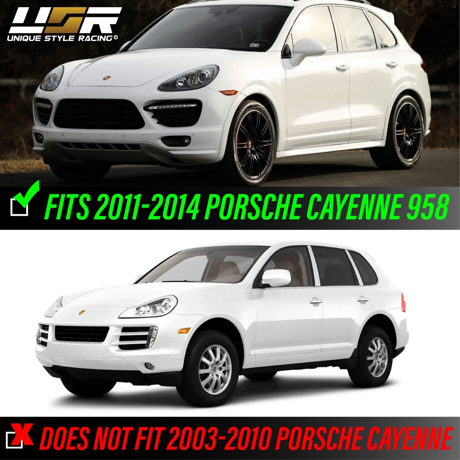 Euro CLEAR White-Out Bumper Side Marker Light Pair For 11-14 Porsche Cayenne 958