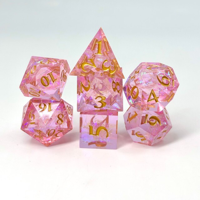 Sage's Exaltations - Sakura Festival Sharp Edge Resin Polyhedral Dice Set