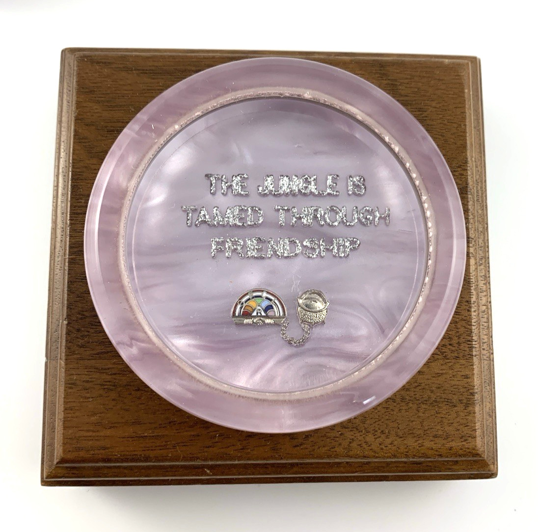 Rainbow Girls | Walnut 7.5" Gavel & Sound Block (w/ Lucite Top) & Bag + | NOS