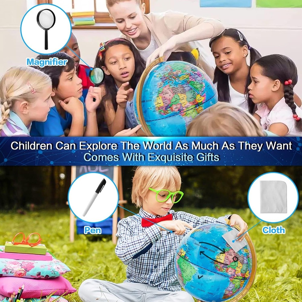 Day & Night Functionality World Globe – Stunningly Illuminated for Kids & Adults
