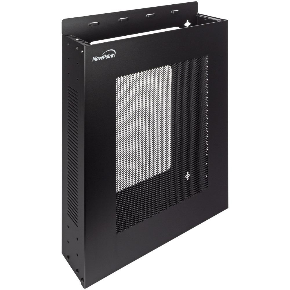 NavePoint Vertical Wall Mountable Server Rack, Black - Enclosed Vertical Wall