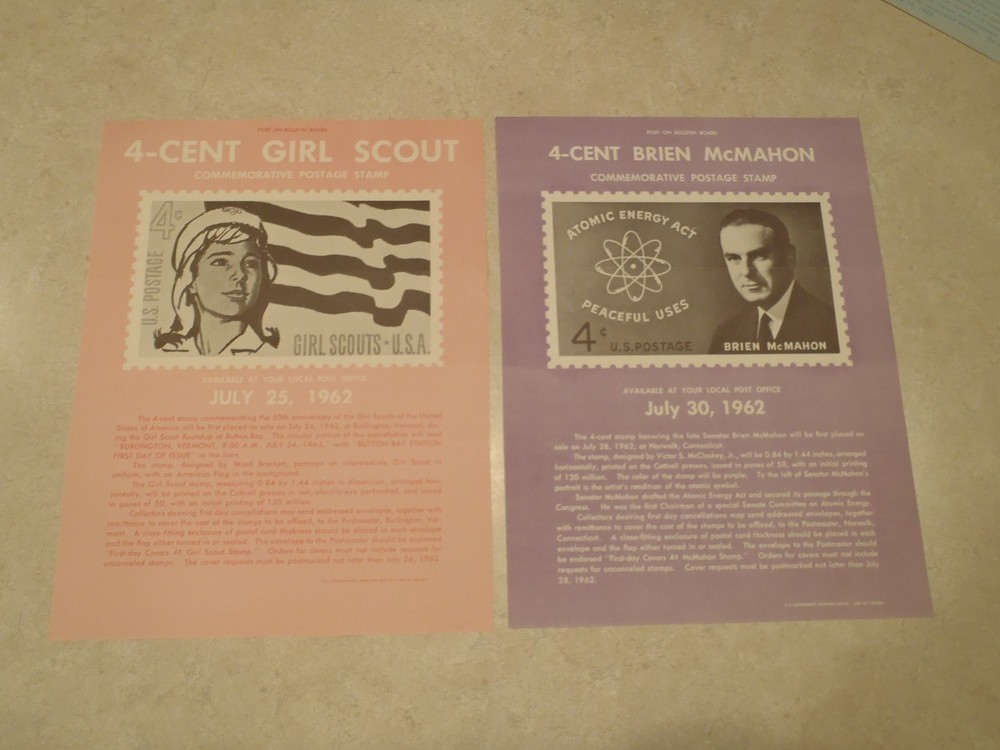 Vintage Postage Stamp Bulletin Poster Lot 1960s Post Office Air Mail 1962 1963
