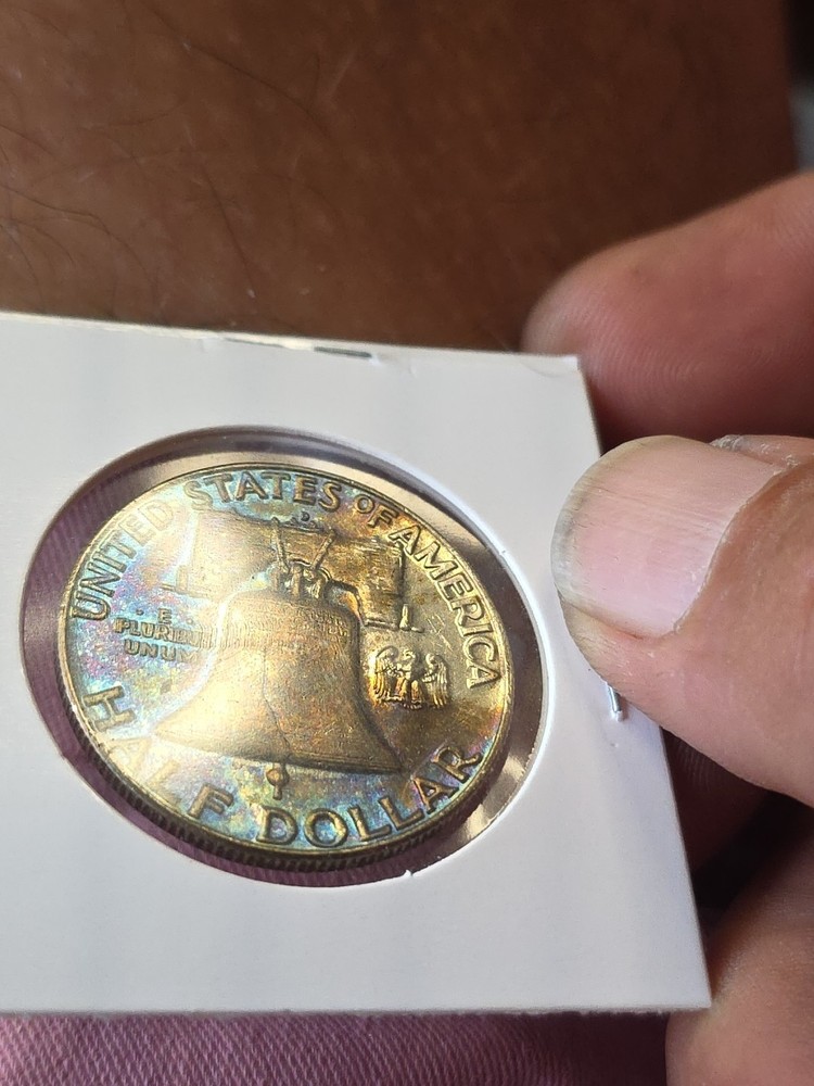 1963 D 50C Franklin Half Dollar Toned 90% Silver
