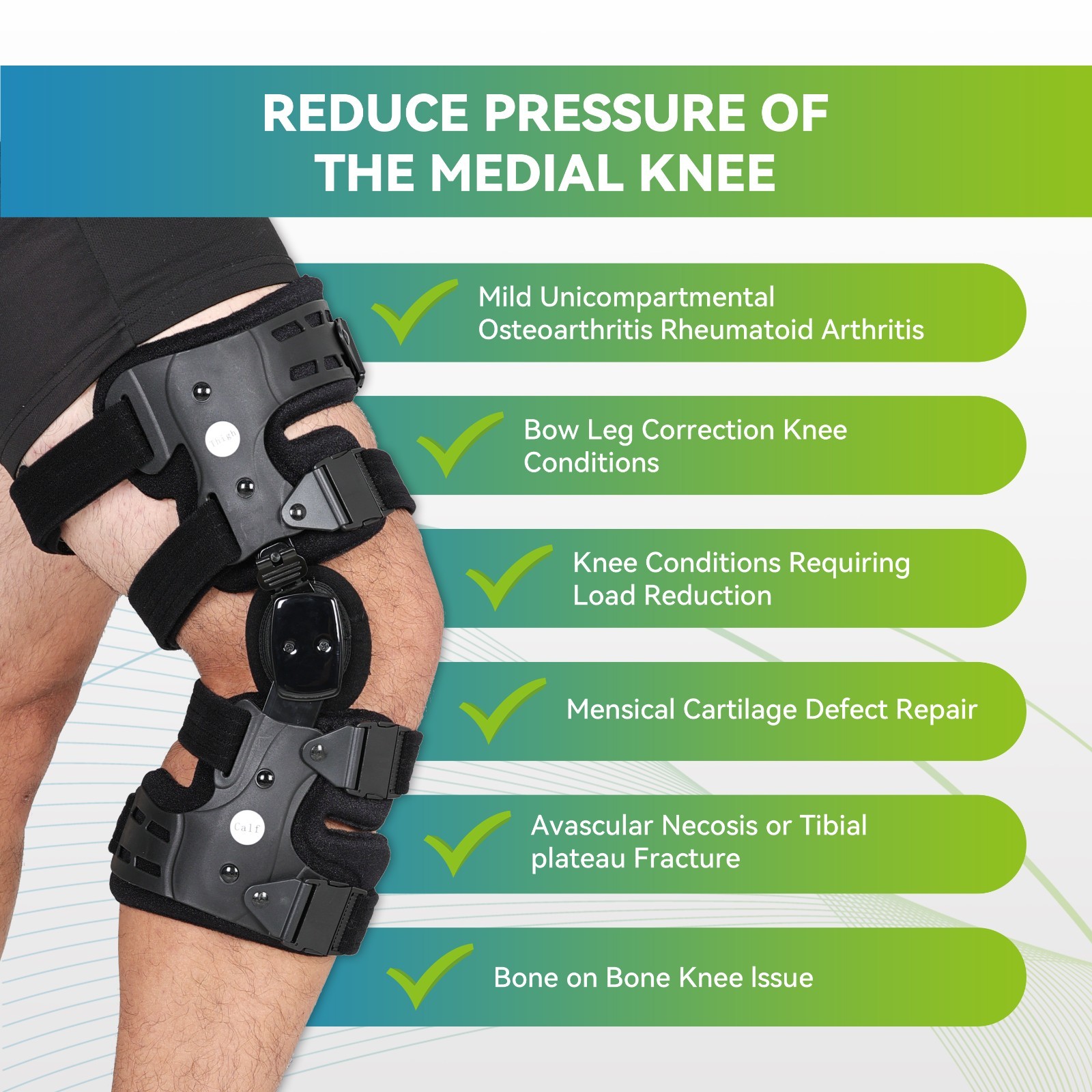 Bone-on-Bone Knee Pain Relief Brace,Support for Arthritis Pain & Joint Stability