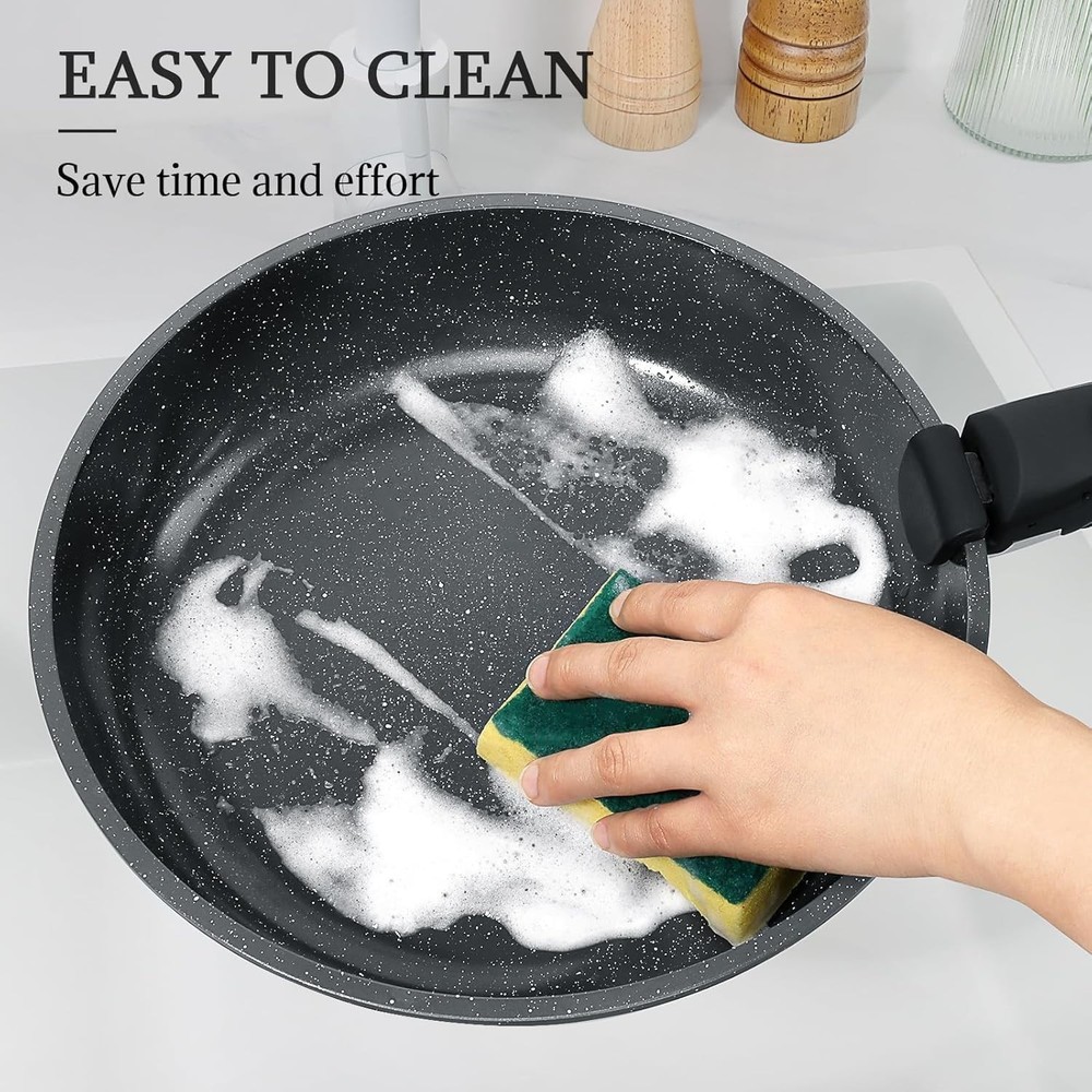 Space-Saving 5-Piece Induction Cookware Set - Non Toxic & Dishwasher Safe