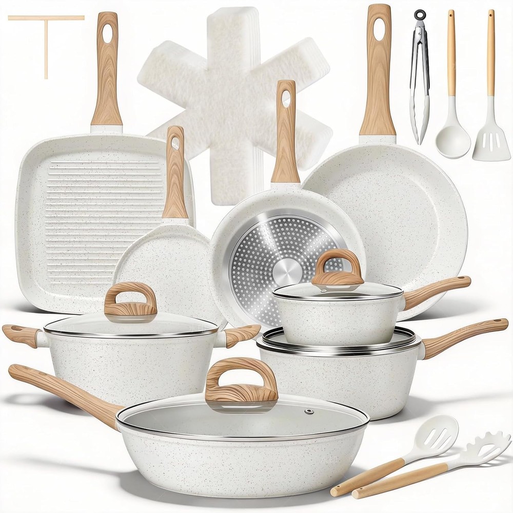 Nonstick Cookware Sets 25 Pcs Induction Ceramic Non-Toxic Pots & Pans
