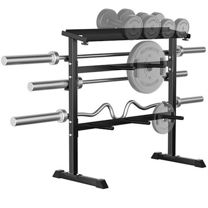 Uboway 3-Tier Dumbbell, Weights, and Bar Rack