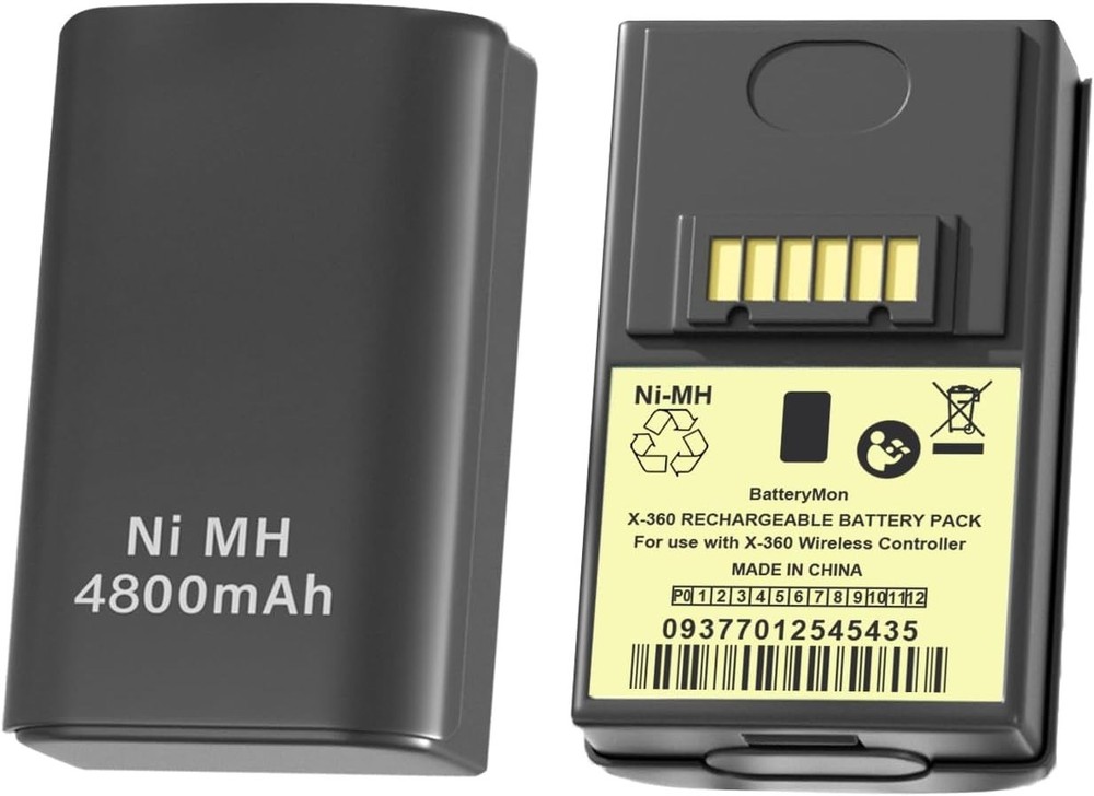 2Pack 4800mAh Battery for Xbox 360 Wireless Controller Ni-MH Replacement Battery