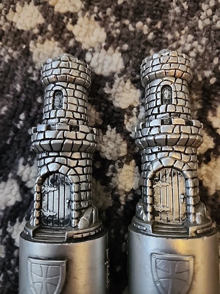 REPLACEMENT 2 x ROOK Chess Pieces 1973 Norman Conquest M.B. Co. SILVER Weighted