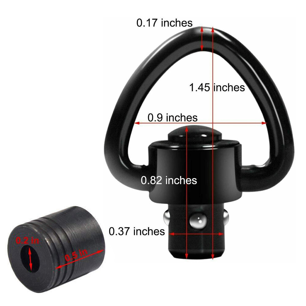 2Pcs 1 Inch Tactical Quick Detach Sling Swivel Mount QD Push Button Loop Adapter