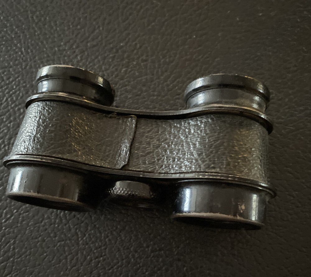 Vintage Miniature Folding Opera Glasses Pocket Binoculars Leather Case