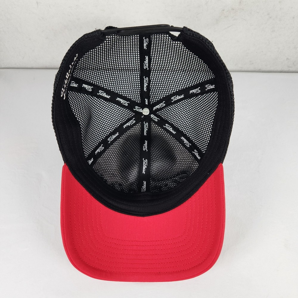 Titleist Golf Cap Hat White Red Black Mesh Back Snapback Adjustable H Palm Tree