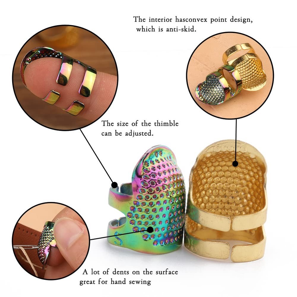 10pcs Sewing Thimble Hand-Working, Adjustable Metal Thimbles Finger 10PCS