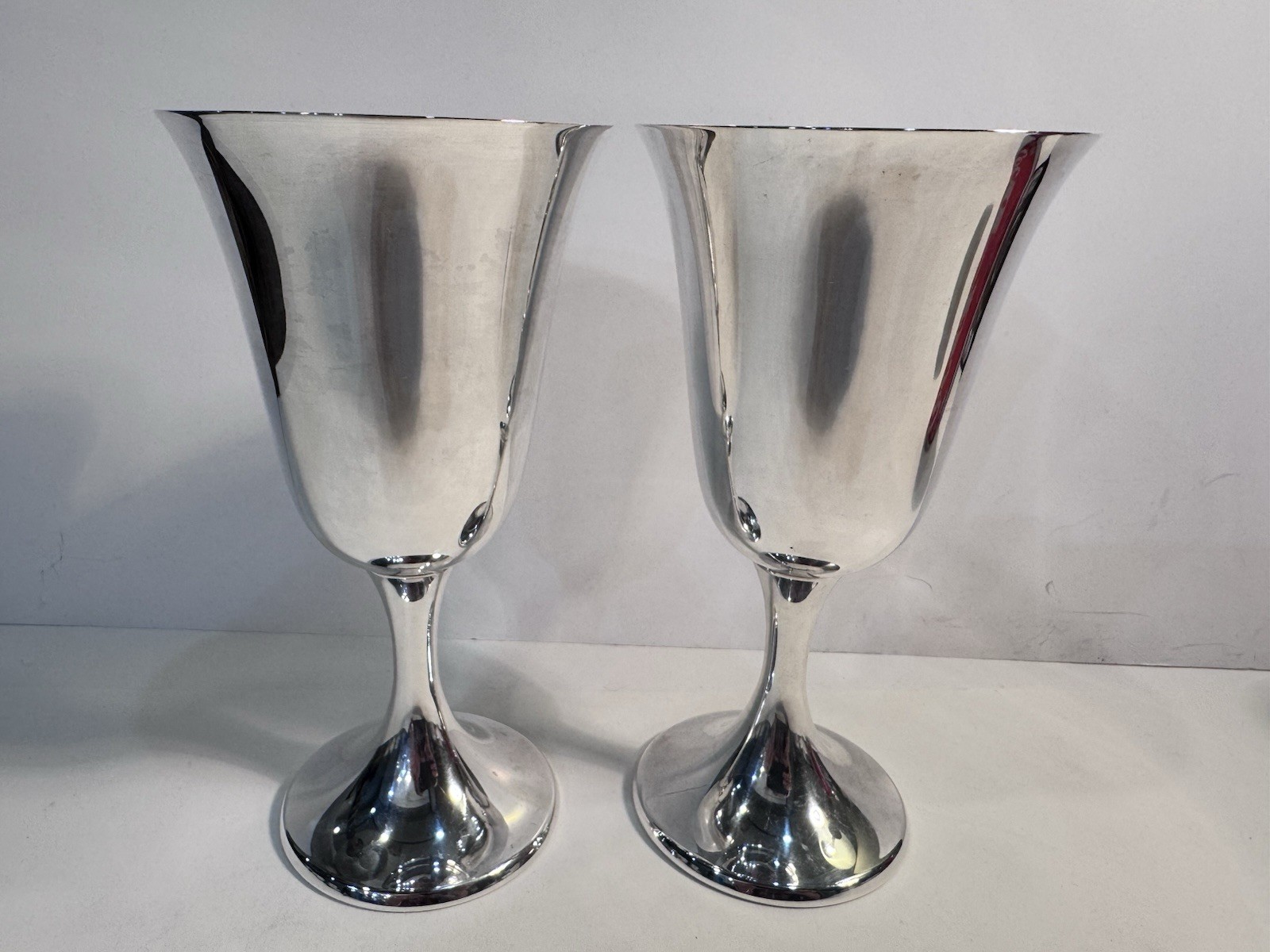 PAIR Gorham Sterling Silver #272 Water Wine Goblets Glasses Excellent 366 Grams!