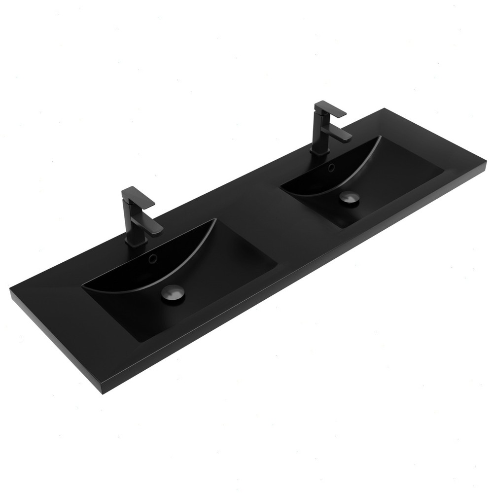 60" Double Sink Vanity Top Undermount Bathroom Sink