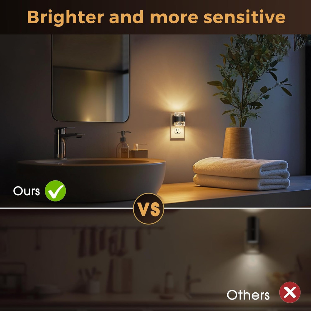 Night Light, Bubble Night Lights Plug into Wall,2 Pack 3000K/4000K/5000K Adjusta